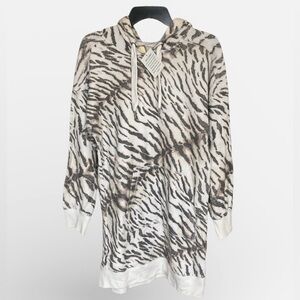 Vintage Havana Tunic Length Sweatshirt Hoodie Top Tigar Print Size Small NEW